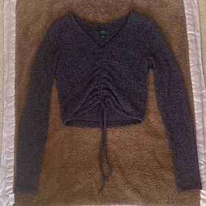 Wild Fable Long Sleeved Crop Top, Dark Gray, Size Medium